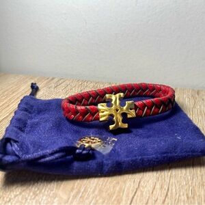 Tory Burch Red Braided Bracelet